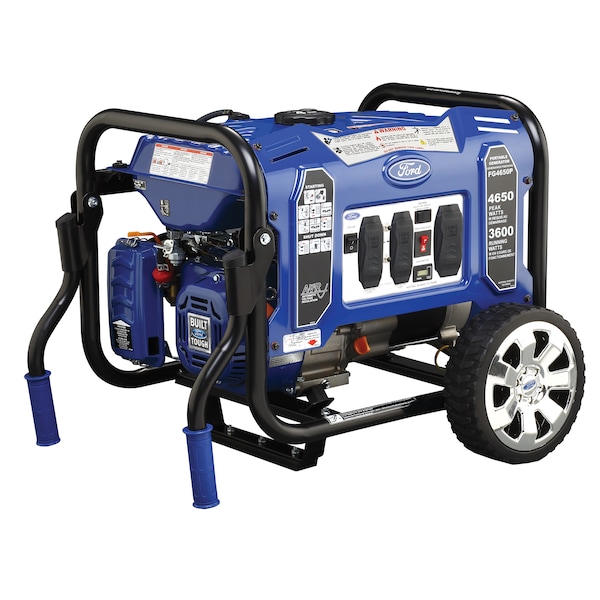 Ford Portable Generator, Gasoline, 3,600 W Rated, 4,650 W Surge, Recoil Start, 120V AC, 30 A/20 A FG4650P